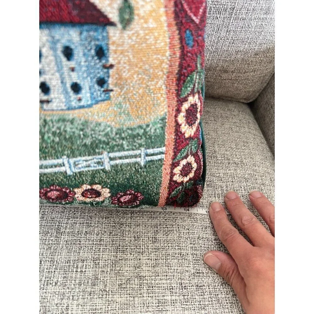 Bird Houses Tapestry Throw Pillow Country Cottage Farmhouse Rustic Decorative
